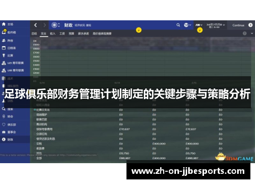 足球俱乐部财务管理计划制定的关键步骤与策略分析